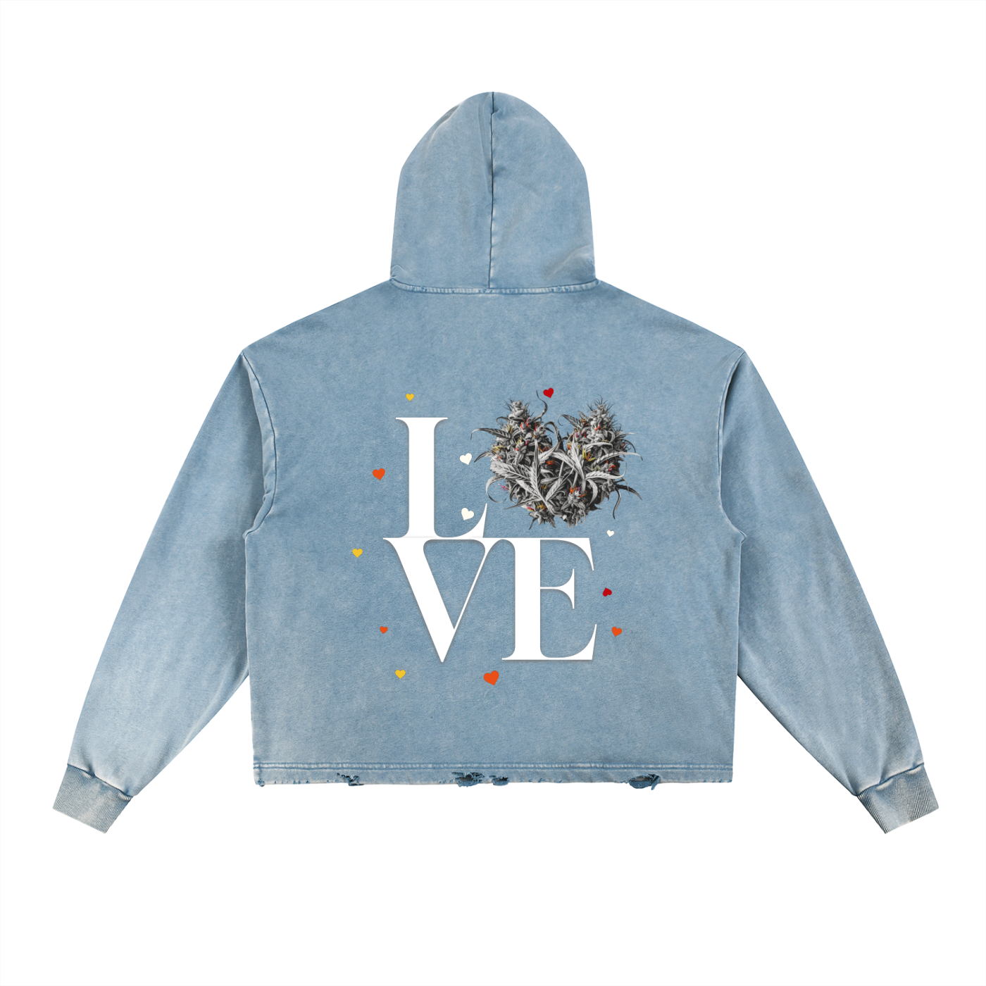 Vintage Washed Frayed-Hem Hoodie