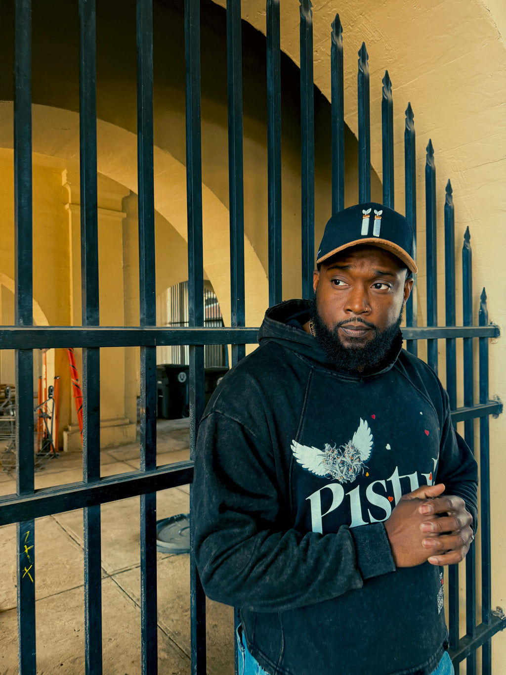 LOVE X HEART Washed Frayed-Hem Hoodie