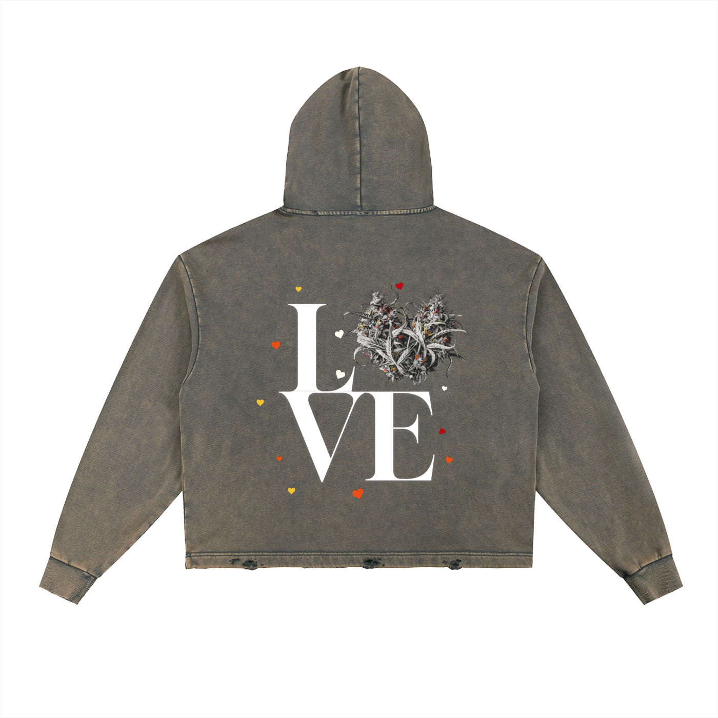 Vintage Washed Frayed-Hem Hoodie